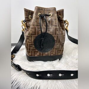 Fendi Brown and Black Crossbody Bucket Bag